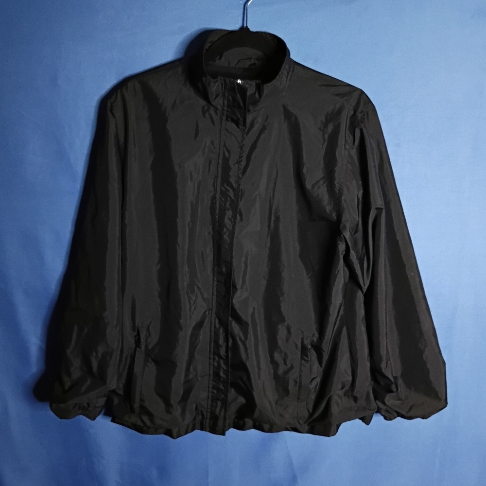 Lands’ End Black Lightweight Windbreaker Jacket Women’s Medium 10–12